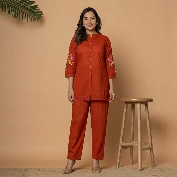 Orange_Cotton_Straight_Top_Pant_Co-Ord_Set_For_Women