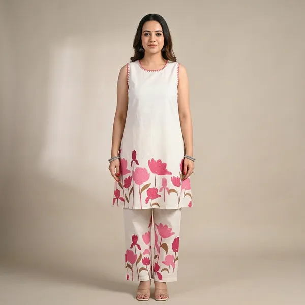 Pink_White_Cotton_Flex_Tunic_Palazzo_Co-Ord_Set_For_Women