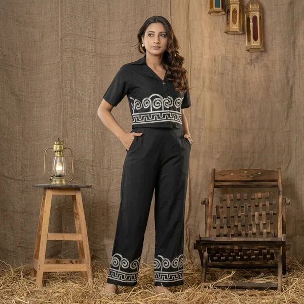 Black_Cotton_Embroidered_Shirt_Pant_Co-Ord_Set_For_Women