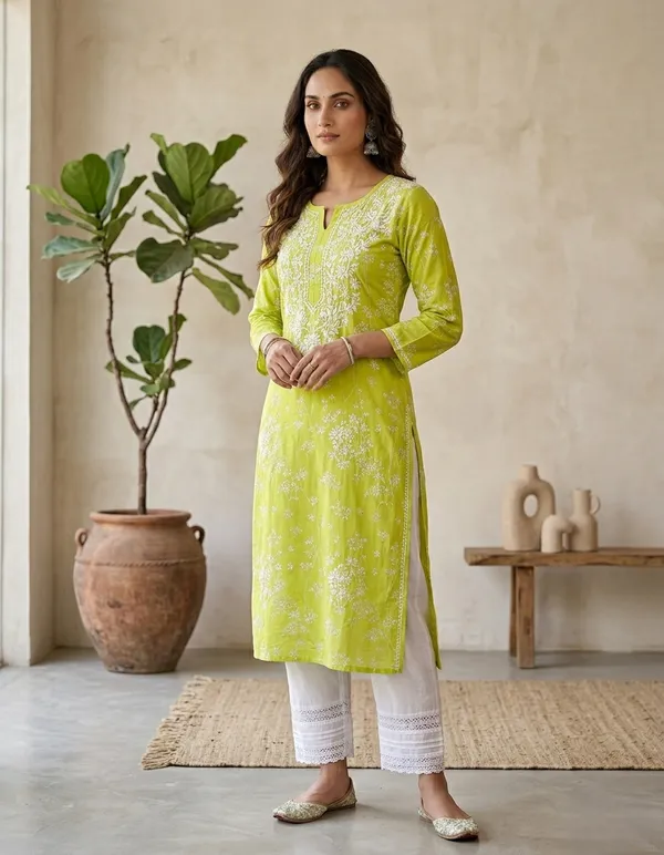 Green_Floral_Print_Cotton_Straight_Kurta_Set_For_Women