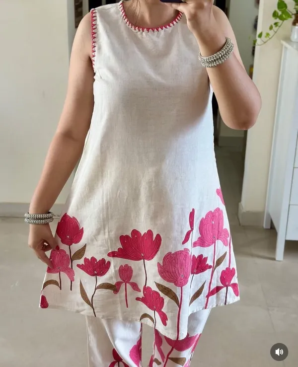 Pink_White_Cotton_Flex_Tunic_Palazzo_Co-Ord_Set_For_Women