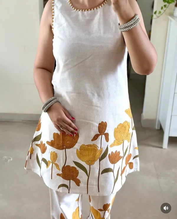 Yellow_White_Cotton_Flex_Tunic_Palazzo_Co-Ord_Set_For_Women