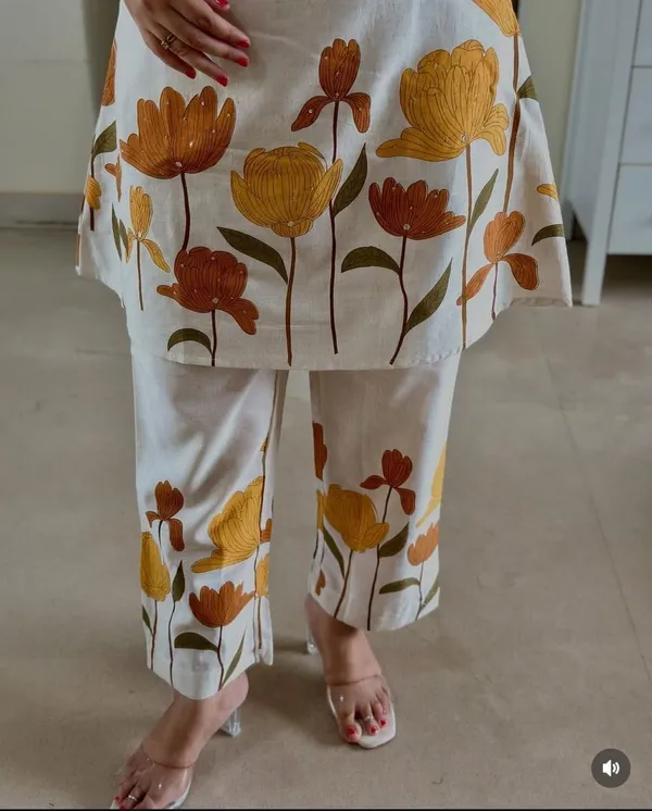Yellow_White_Cotton_Flex_Tunic_Palazzo_Co-Ord_Set_For_Women