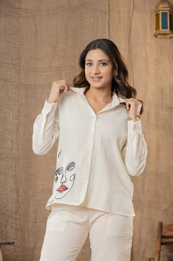 White_Cotton_Flex_Printed_Shirt_Pant_Co-Ord_Set_For_Women