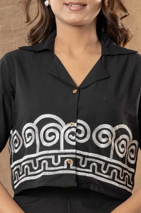 Black_Cotton_Embroidered_Shirt_Pant_Co-Ord_Set_For_Women