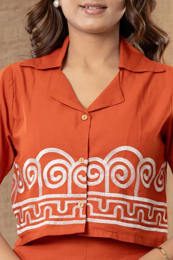 Orange_Cotton_Printed_Shirt_Pant_Co-Ord_Set_For_Women