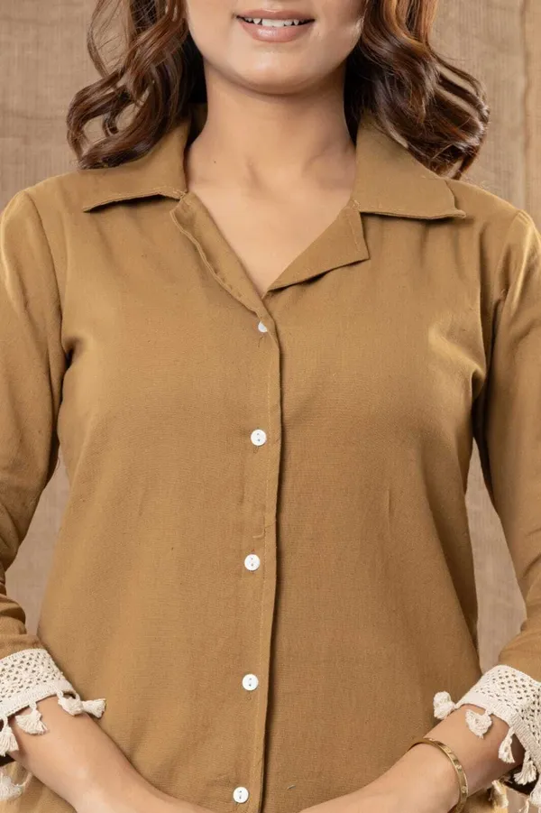 Brown_Cotton_Flex_Printed_Shirt_Pant_Co-Ord_Set_For_Women