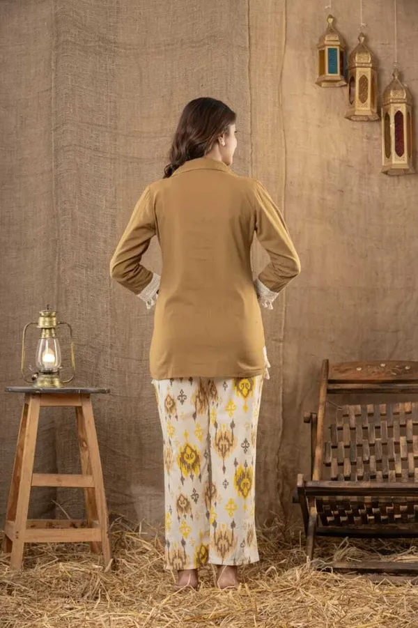 Brown_Cotton_Flex_Printed_Shirt_Pant_Co-Ord_Set_For_Women