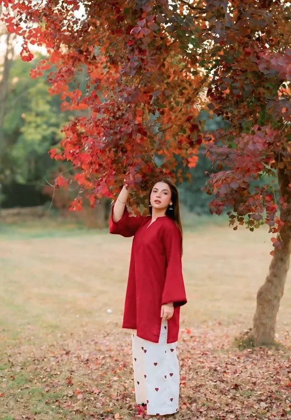 Red_Cotton_Mandarin_Collar_Top_Palazzo_Co-Ord_Set_For_Women