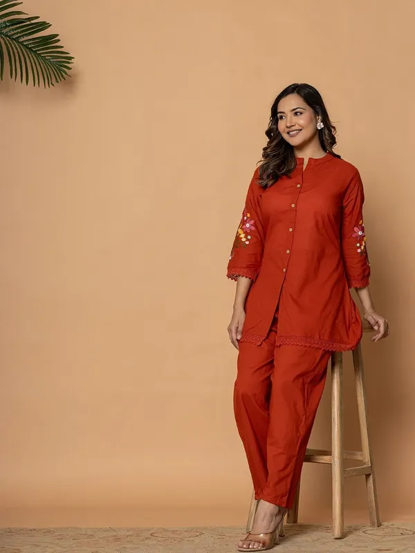 Orange_Cotton_Straight_Top_Pant_Co-Ord_Set_For_Women
