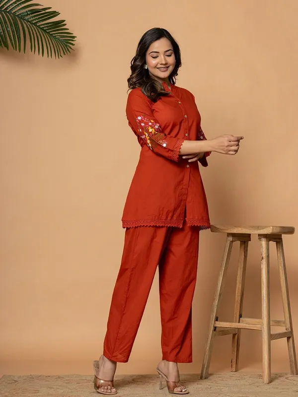 Orange_Cotton_Straight_Top_Pant_Co-Ord_Set_For_Women