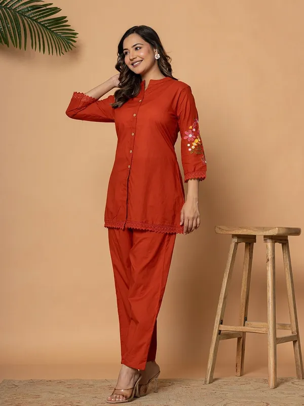 Orange_Cotton_Straight_Top_Pant_Co-Ord_Set_For_Women