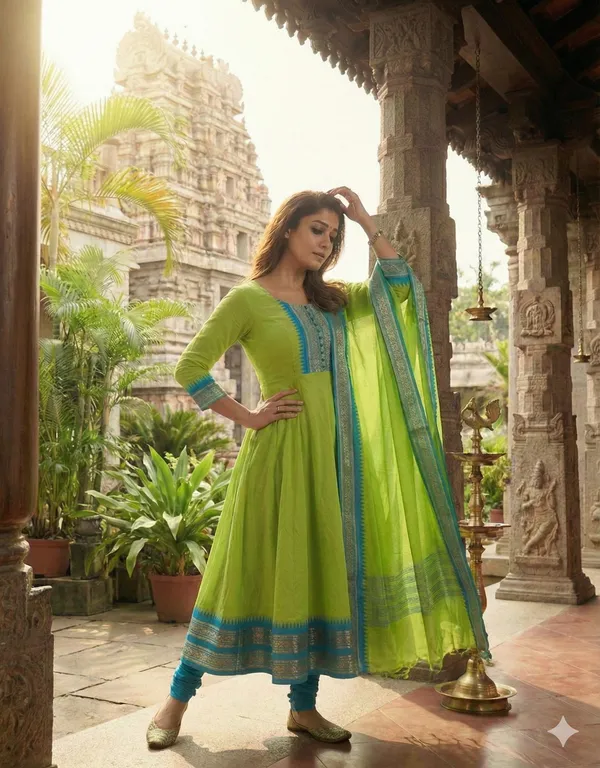 Green_And_Blue_Kanchi_Cotton_Premium_Anarkali_Kurta_Set_For_Women