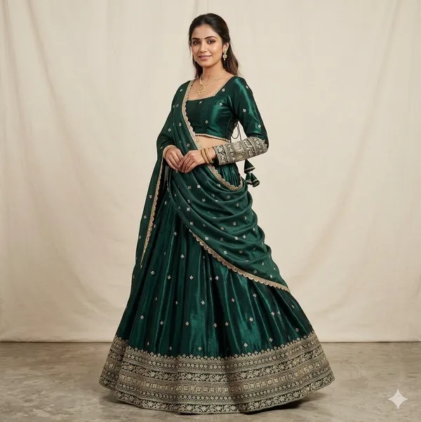 Green_Satin_Premium_Lehenga_Choli_For_Women
