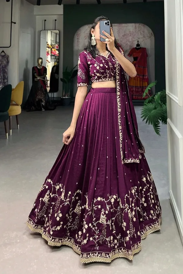 Wine_Vichitra_Silk_Premium_Lehenga_Choli_Set_For_Women