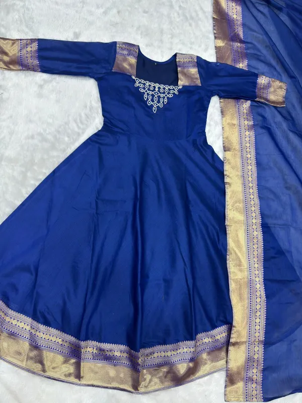 Blue_Kanchi_Cotton_Premium_Anarkali_Kurta_Set_For_Women