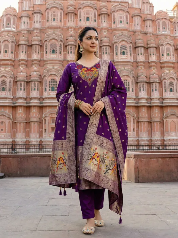 Purple_Art_Silk_Premium_Kurta_Set_For_Women