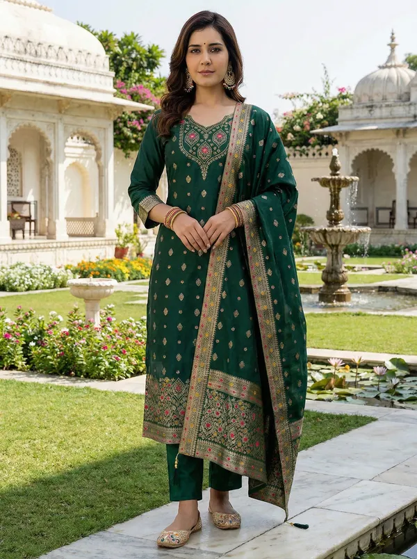 Green_Art_Silk_Premium_Kurta_Set_For_Women