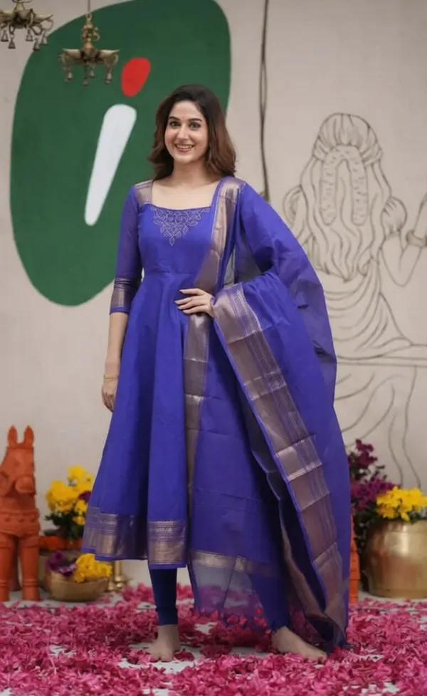 Blue_Kanchi_Cotton_Premium_Anarkali_Kurta_Set_For_Women