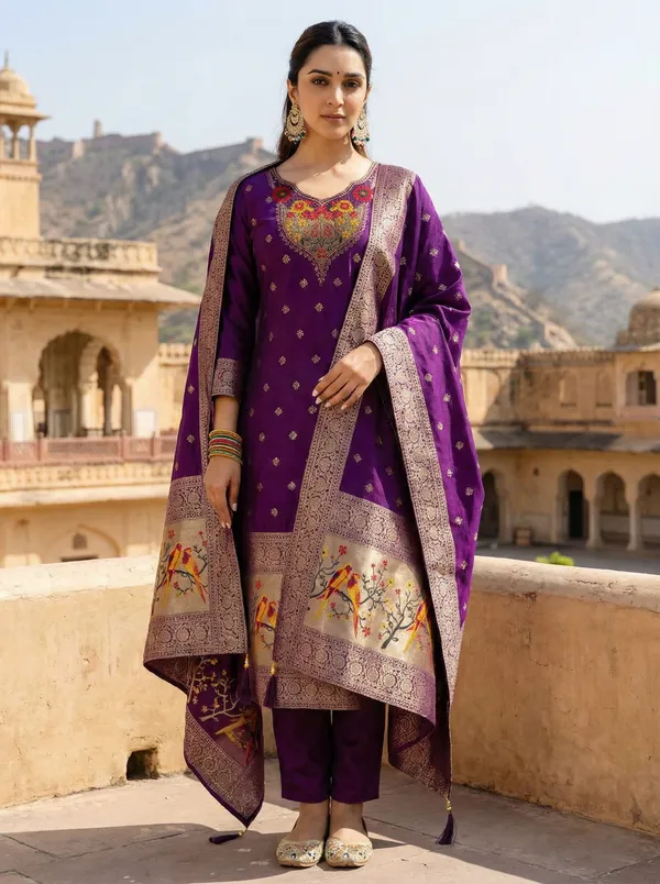 Purple_Art_Silk_Premium_Kurta_Set_For_Women