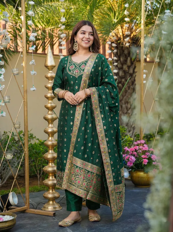 Green_Art_Silk_Premium_Kurta_Set_For_Women