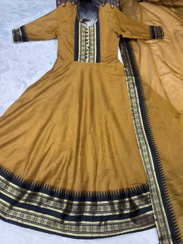Mustard_Yellow_Kanchi_Cotton_Premium_Anarkali_Kurta_For_Women