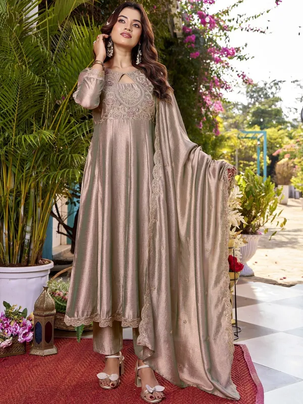 Beige_Silk_Premium_Anarkali_Suit_Set_For_Women