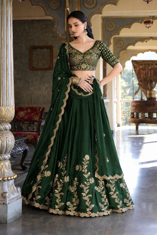 Green_Vichitra_Silk_Premium_Lehenga_Choli_Set_For_Women