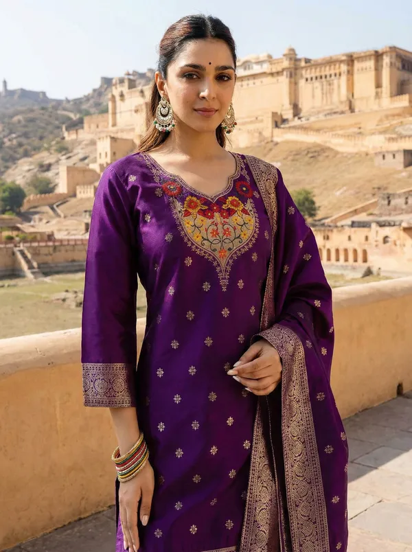 Purple_Art_Silk_Premium_Kurta_Set_For_Women