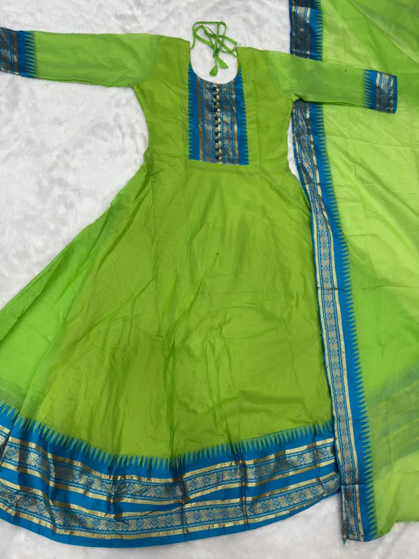 Green_And_Blue_Kanchi_Cotton_Premium_Anarkali_Kurta_Set_For_Women