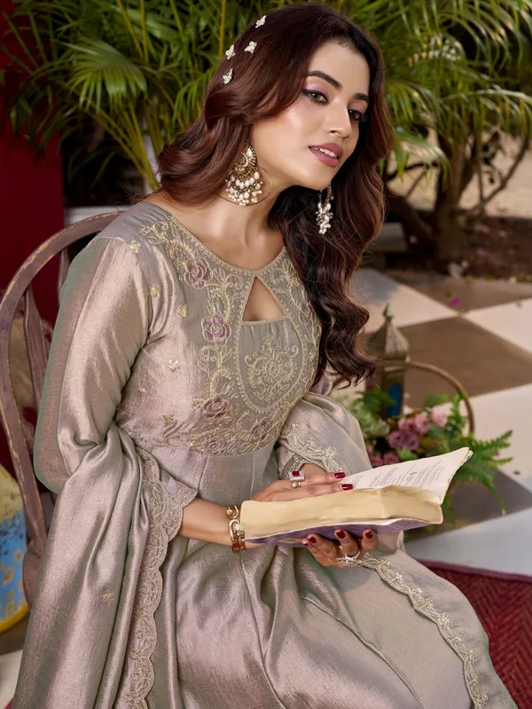 Beige_Silk_Premium_Anarkali_Suit_Set_For_Women