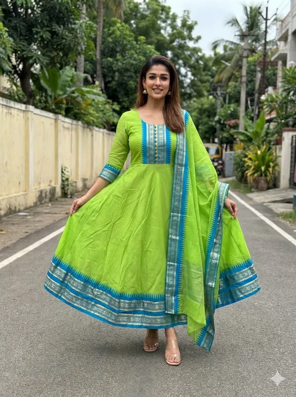 Green_And_Blue_Kanchi_Cotton_Premium_Anarkali_Kurta_Set_For_Women