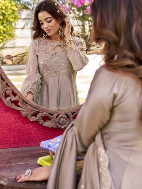 Beige_Silk_Premium_Anarkali_Suit_Set_For_Women