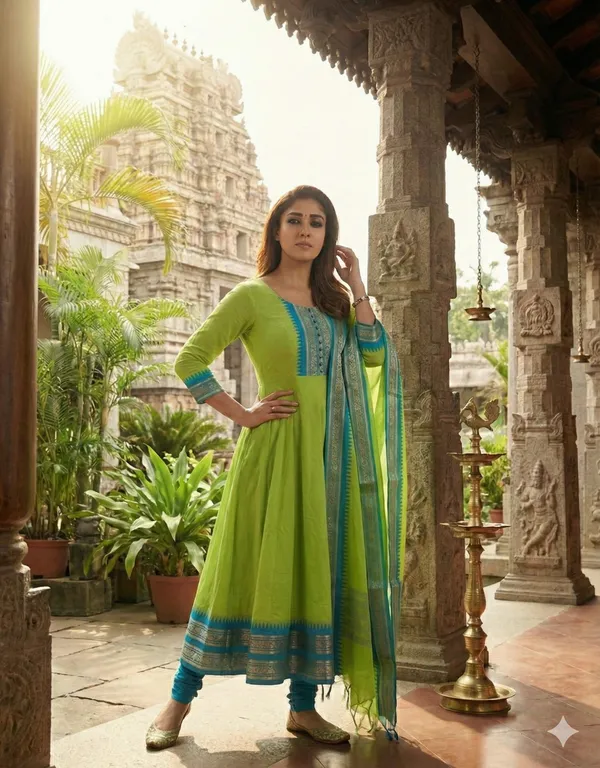 Green_And_Blue_Kanchi_Cotton_Premium_Anarkali_Kurta_Set_For_Women