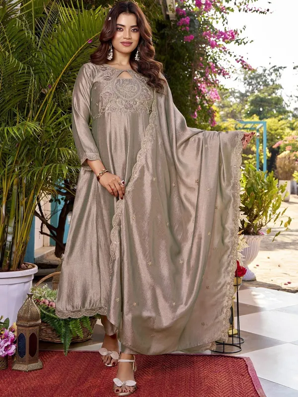 Beige_Silk_Premium_Anarkali_Suit_Set_For_Women