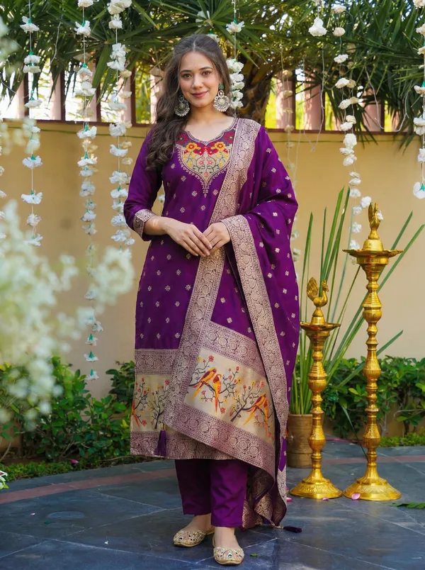 Purple_Art_Silk_Premium_Kurta_Set_For_Women