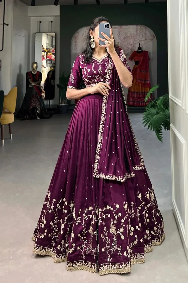 Wine_Vichitra_Silk_Premium_Lehenga_Choli_Set_For_Women