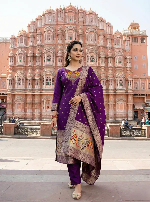 Purple_Art_Silk_Premium_Kurta_Set_For_Women