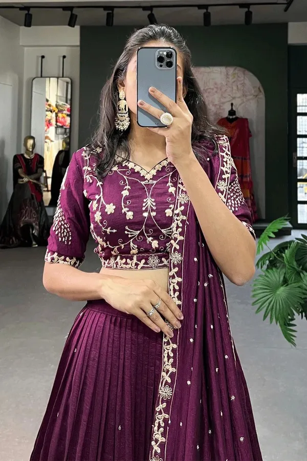 Wine_Vichitra_Silk_Premium_Lehenga_Choli_Set_For_Women