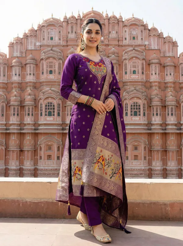 Purple_Art_Silk_Premium_Kurta_Set_For_Women