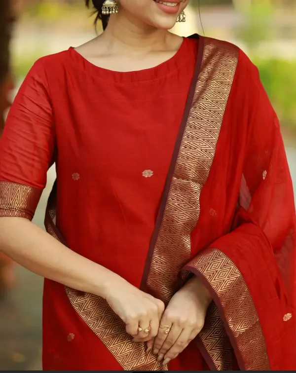 Red_Kanchi_Cotton_Premium_Kurta_Set_For_Women