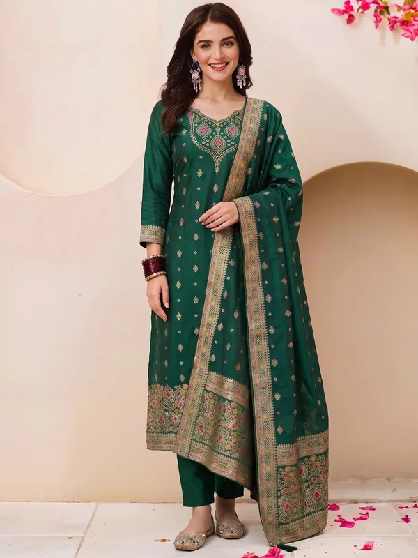 Green_Art_Silk_Premium_Kurta_Set_For_Women