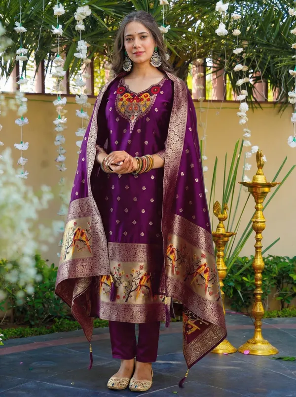 Purple_Art_Silk_Premium_Kurta_Set_For_Women