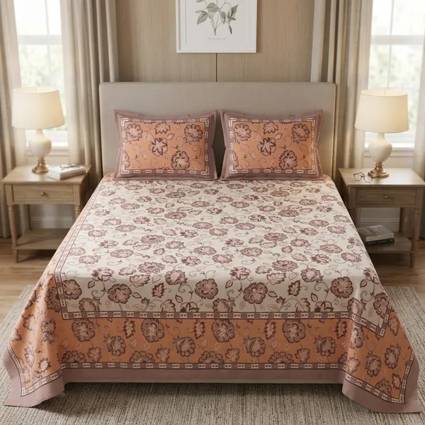 Multicolor_Cotton_Bedsheet_With_Pillow_Cover_For_Home