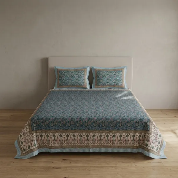 Multicolor_Cotton_Bedsheet_With_Pillow_Cover_For_Home