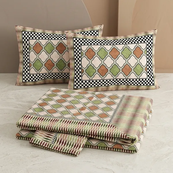 Multicolor_Cotton_Bedsheet_With_Pillow_Cover_For_Home