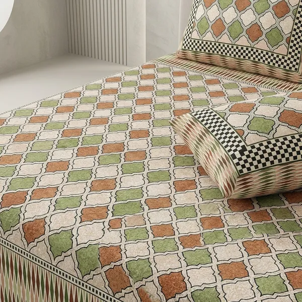 Multicolor_Cotton_Bedsheet_With_Pillow_Cover_For_Home