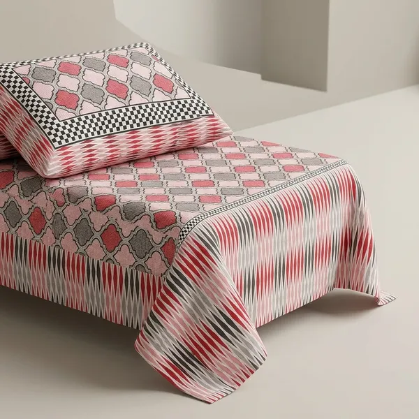 Multicolor_Cotton_Bedsheet_With_Pillow_Cover_For_Home