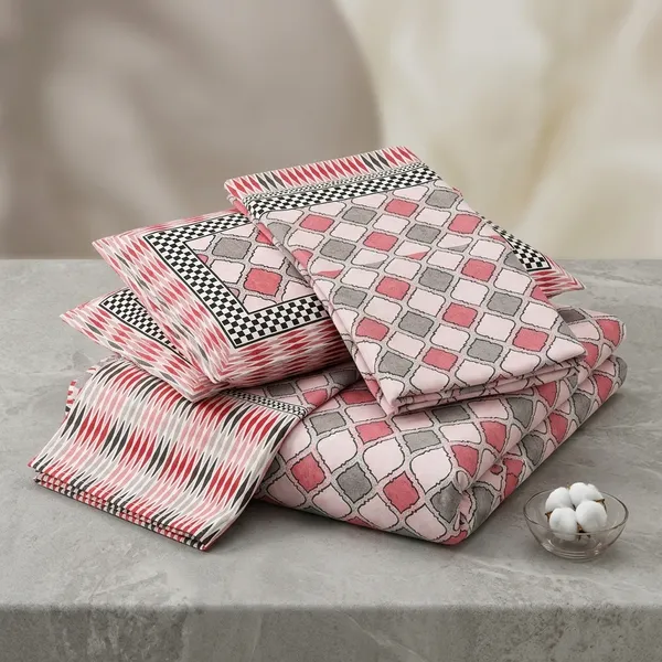 Multicolor_Cotton_Bedsheet_With_Pillow_Cover_For_Home