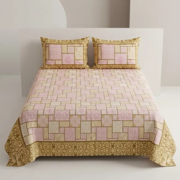Multicolor_Cotton_Bedsheet_With_Pillow_Cover_For_Home